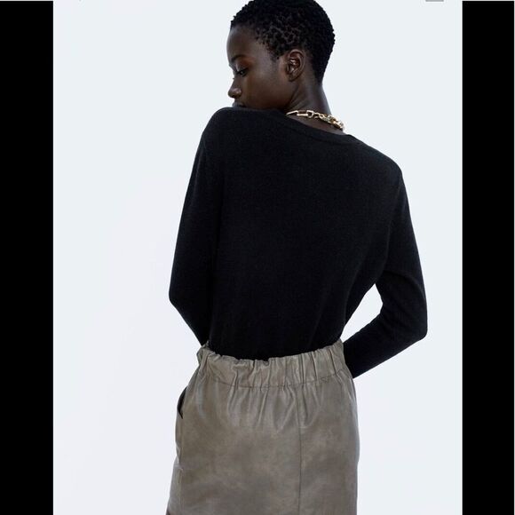 ZARA taupe brown Faux leather paperbag miniskirt with pockets size medium - Picture 3 of 15